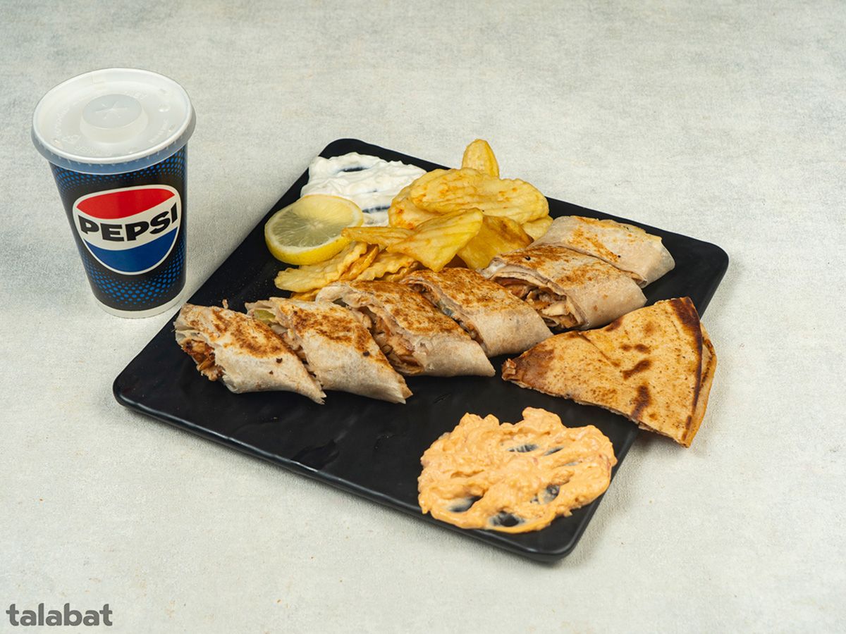Arabic Chicken Shawarma meal With Soft Drink